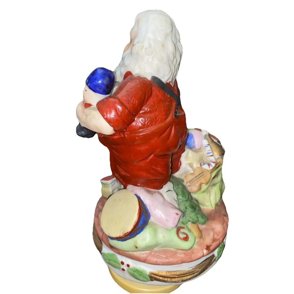 Christmas 1983 Holiday Porcelain Santa Claus w/Toys Musical Spinning Figurine